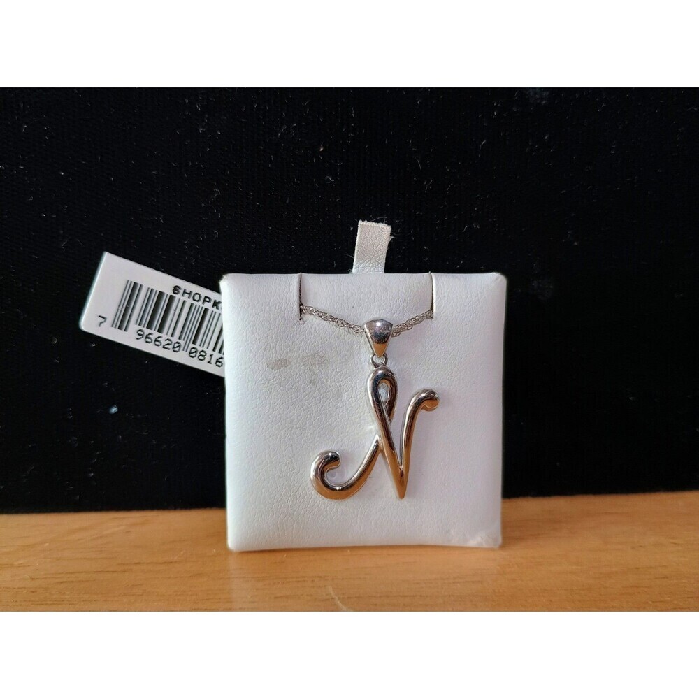 Sterling Silver Letter 'N' Pendant With Silver Chain With Tag